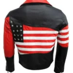 Mens USA Flag American Biker Leather Jacket Back