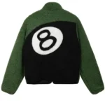 Stussy 8 Ball Sherpa Reversible Green Jacket Back