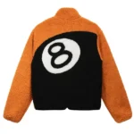 Stussy 8 Ball Sherpa Reversible Jacket ‘Orange’ Back