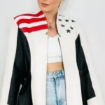 Vintage American Flag Leather Biker Jacket