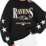 Women's Baltimore Ravens Black Rhinestone Star Tri-Blend Pullover
