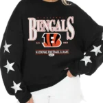Women's Cincinnati Bengals Black Rhinestone Star Tri-Blend Pullover