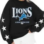 Women's Detroit Lions Black Rhinestone Star Tri-Blend Pullover
