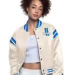 Women's Detroit Lions Starter Cream Full Count Full-Snap Satin Jacket