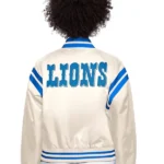 Women's Detroit Lions Starter Cream Full Count Full-Snap Satin Jacket Back