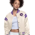 Women's Minnesota Vikings Starter Cream Full Count Full-Snap Satin Jacket