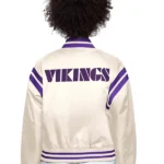 Women's Minnesota Vikings Starter Cream Full Count Full-Snap Satin Jacket Back