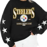 Women's Pittsburgh Steelers Black Rhinestone Star Tri-Blend Pullover