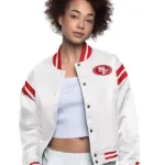 Women's San Francisco 49ers Starter Cream Full Count Full-Snap Satin Jacket