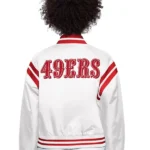 Women's San Francisco 49ers Starter Cream Full Count Full-Snap Satin Jacket Back