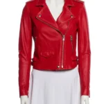 Clipped V. Stiviano Red Leather Jacket
