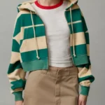 Cobra Kai S6 Oona O’Brien Green Striped Hood­ie