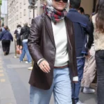Emma Watson Street Style Brown Leather Blazer