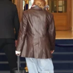 Emma Watson Street Style Leather Blazer Back
