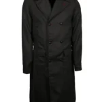 Sherlock Holmes Black Wool Trench Coat