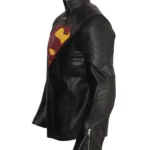 Superman Black Leather Jacket Side Look