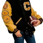 American Football Black and Yellow Lettermen Leather Jacket