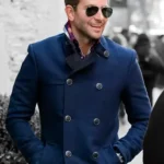 Bradley Cooper Navy Blue Double Breasted Coat