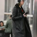 Cara Delevingne Fur Shawl Collar Leather Coat