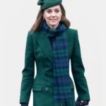 Christmas Day Church Kate Middleton Double Breasted Wool Green Coat