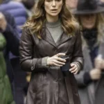 Keira Knightley Black Doves Helen Webb Belted Leather Coat