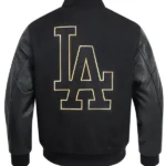 MLB LOS ANGELES DODGERS BLACK & GOLD MEN'S WOOL VARSITY JACKET BACK
