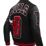 NBA CHICAGO BULLS MASHUP MEN'S RIB WOOL VARSITY JACKET BACK
