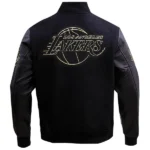 NBA LOS ANGELES LAKERS BLACK & GOLD WOOL VARSITY JACKET BACK