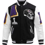 NFL BALTIMORE RAVENS MASHUP MEN'S RIB WOOL VARSITY JACKET