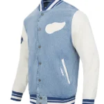 NFL DETROIT LIONS VARSITY BLUES DENIM VARSITY JACKET