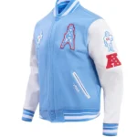 NFL HOUSTON OILERS RETRO CLASSIC MEN'S RIB VARSITY JACKET