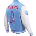 NFL HOUSTON OILERS RETRO CLASSIC MEN'S RIB VARSITY JACKET BACK