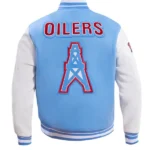 NFL HOUSTON OILERS RETRO CLASSIC MEN'S RIB WOOL VARSITY JACKET BACK