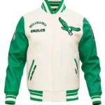 NFL PHILADELPHIA EAGLES RETRO CLASSIC KELLY GREEN WOOL VARSITY JACKET