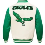 NFL PHILADELPHIA EAGLES RETRO CLASSIC KELLY GREEN WOOL VARSITY JACKET BACK