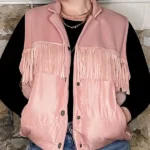 Rodeo 2025 Blush Fringe Pink Puffer Vest