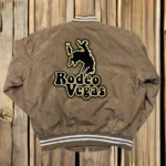 Rodeo Vegas Unisex Brown Bomber Jacket Back