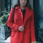 Sofia Carson The Life List Red Double Breasted Wool Coat