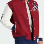 VRCT Arsenal Burgundy and White Varsity Full-Snap Wool Jacket