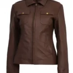 Chloe Price Cropped Brown Leather Jacket