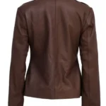 Chloe Price Cropped Brown Leather Jacket Back