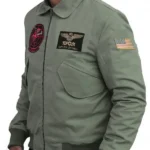 Lady Gaga Top Gun 2 Green Cotton Jacket side