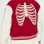 Men Skeleton Varsity Wool Leather Jacket