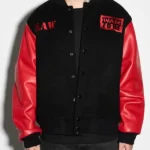 Raw is War Retro Black and Red Varsity Wool Jacket
