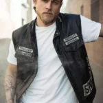 Sons of Anarchy Jax Teller Motorcycle Black Leather Vest