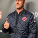 Taylor Kinney Chicago Fire Pilot Blue Satin Jacket