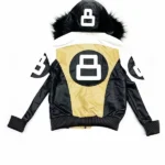 8 Ball Shearling Hooded Bomber Jacket back