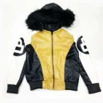 8 Ball Shearling Hooded Bomber Jacket front