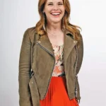A Cherry Pie Christmas Katie Leclerc Suede Leather Jacket front