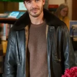 A Cherry Pie Christmas Ryan Carnes Black Shearling Jacket front